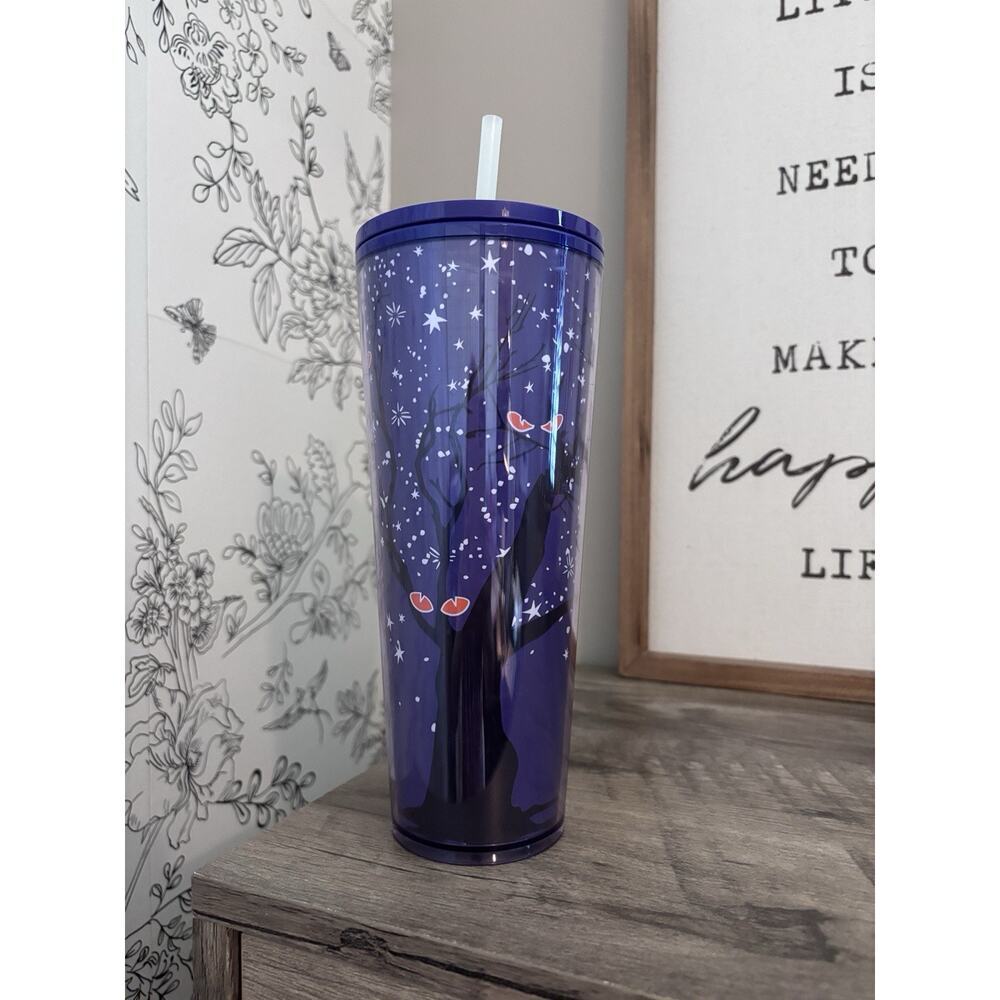 New Starbucks Halloween Glow In The Dark Tree Tumbler Venti 2022 Purple